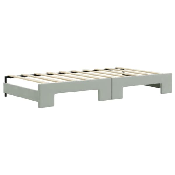 daybed med udtræk og skuffer 90x190 cm velour lysegrå