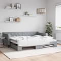 Miniatyrbillede 1 af 10: daybed med udtræk 90x200 cm stof lysegrå