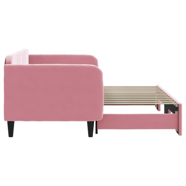 daybed med udtræk 90x200 cm velour lyserød