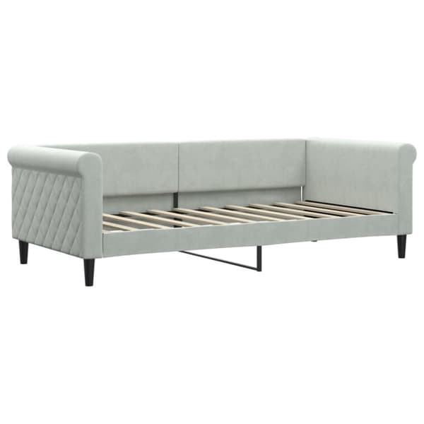 daybed med udtræk og skuffer 90x190 cm velour lysegrå
