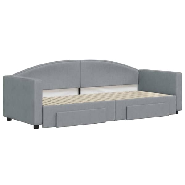 daybed med udtræk og skuffer 80x200 cm stof lysegrå