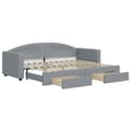 Miniatyrbillede 2 af 10: daybed med udtræk og skuffer 80x200 cm stof lysegrå