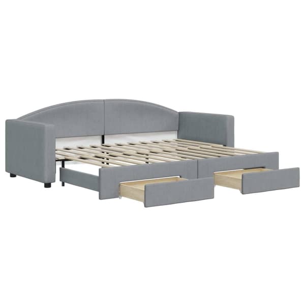 daybed med udtræk og skuffer 80x200 cm stof lysegrå