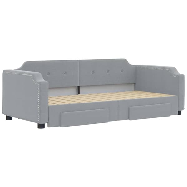 daybed med udtræk og skuffer 80x200 cm stof lysegrå
