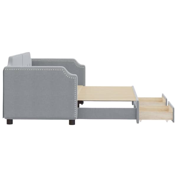 daybed med udtræk og skuffer 80x200 cm stof lysegrå