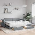 Miniatyrbillede 1 af 10: daybed med udtræk og skuffer 80x200 cm stof lysegrå