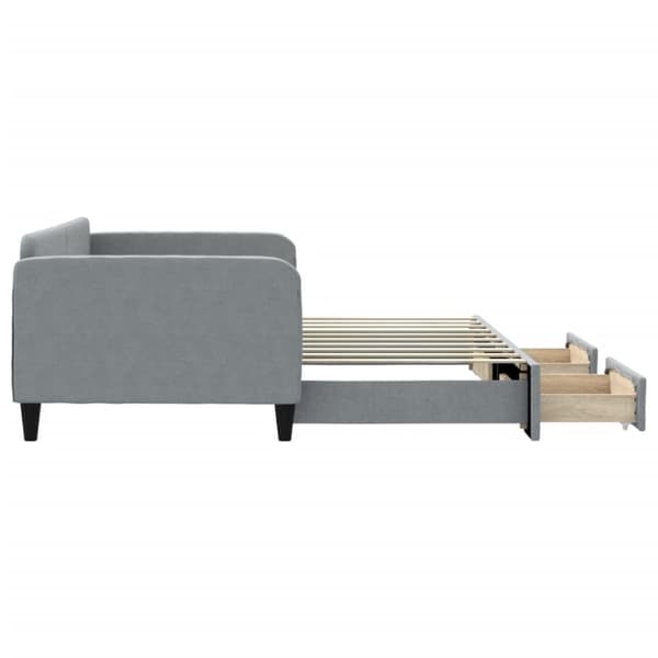 daybed med udtræk og skuffer 90x190 cm stof lysegrå