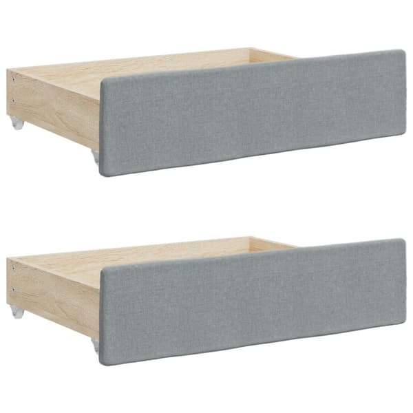 daybed med udtræk og skuffer 90x190 cm stof lysegrå