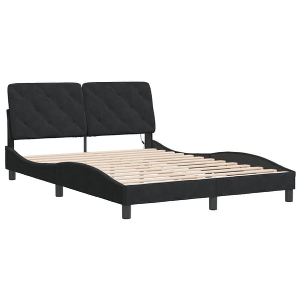 sengeramme med LED-lys 120x200 cm velour sort