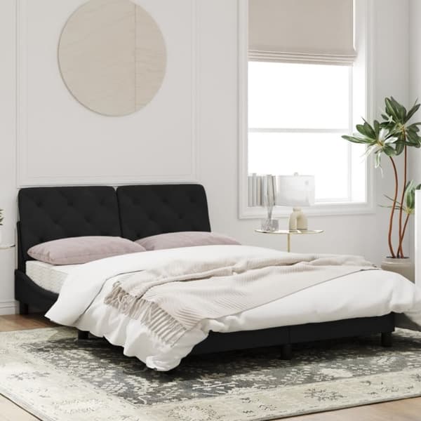 sengeramme med LED-lys 120x200 cm velour sort