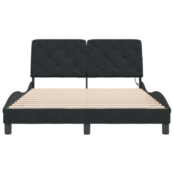 sengeramme med LED-lys 120x200 cm velour sort