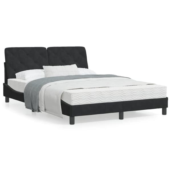 sengeramme med LED-lys 120x200 cm velour sort