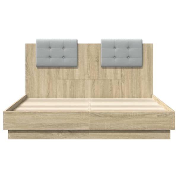 sengeramme med sengegavl 140x190 cm konstrueret træ sonoma-eg