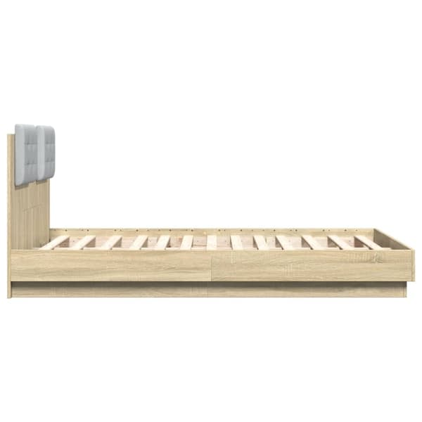 sengeramme med sengegavl 140x190 cm konstrueret træ sonoma-eg
