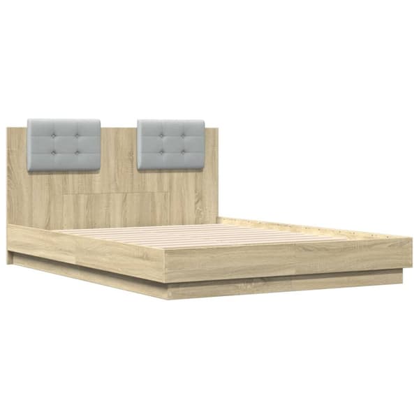sengeramme med sengegavl 140x190 cm konstrueret træ sonoma-eg
