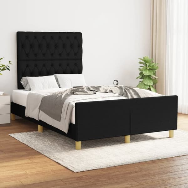 sengeramme med sengegavl 120x190 cm stof sort