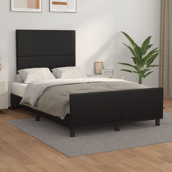 sengeramme med sengegavl 120x190 cm kunstlæder sort