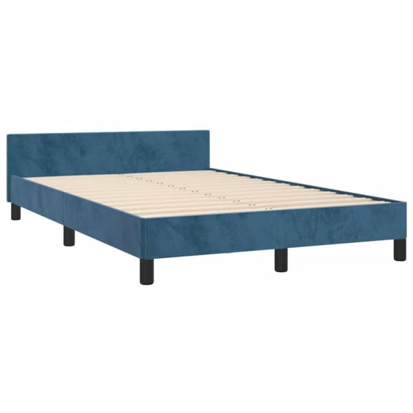 sengeramme med sengegavl 120x190 cm velour mørkeblå