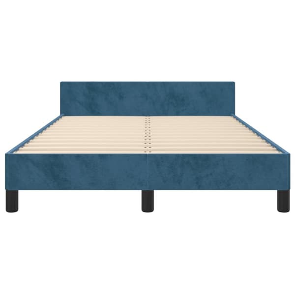 sengeramme med sengegavl 120x190 cm velour mørkeblå