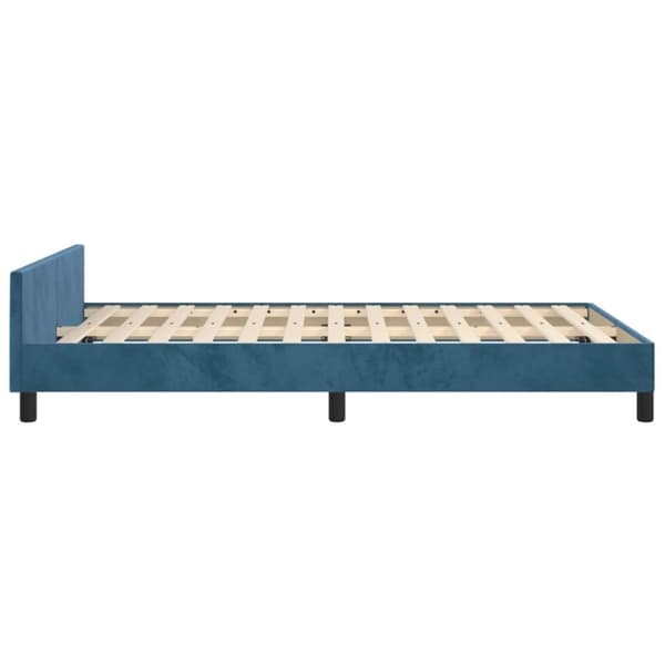 sengeramme med sengegavl 120x190 cm velour mørkeblå