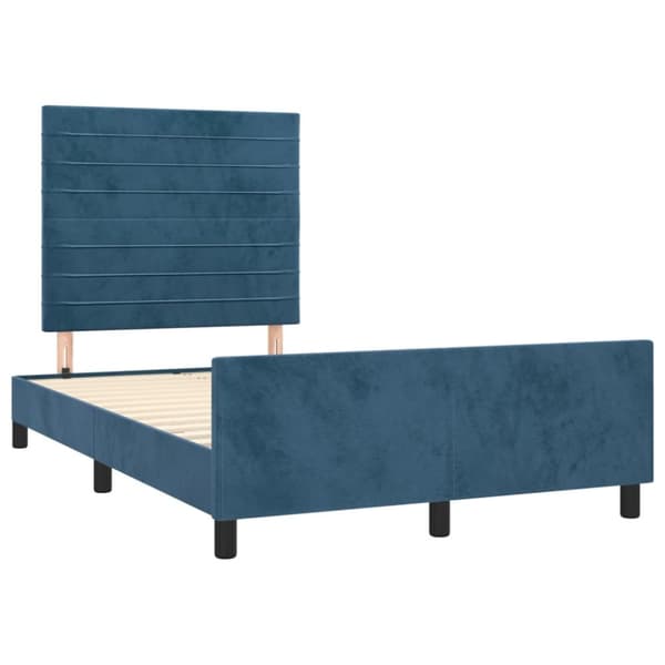 sengeramme med sengegavl 120x190 cm velour mørkeblå