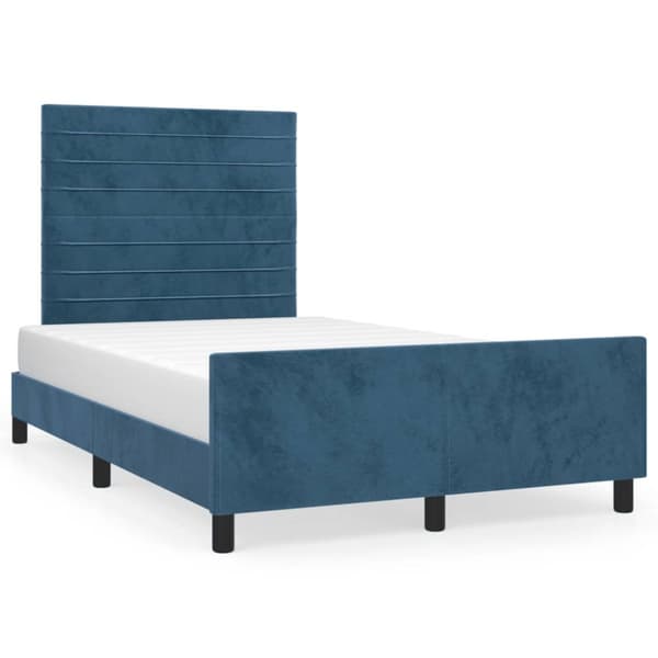 sengeramme med sengegavl 120x190 cm velour mørkeblå