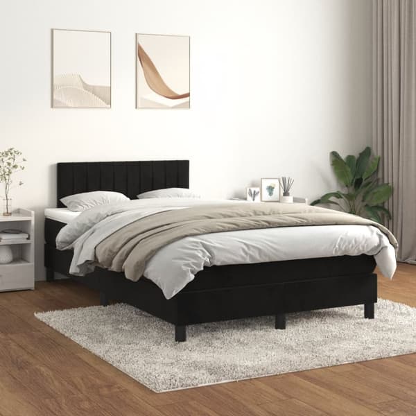 kontinentalseng med madras 120x190 cm velour sort