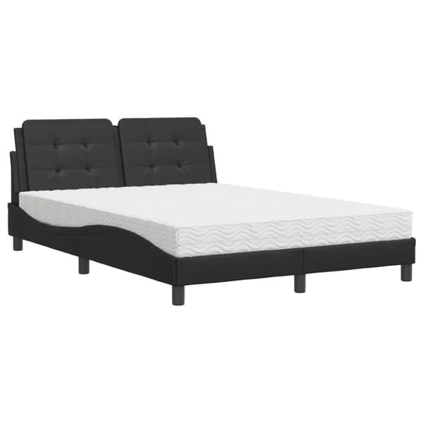 seng med madras 140x190 cm kunstlæder sort