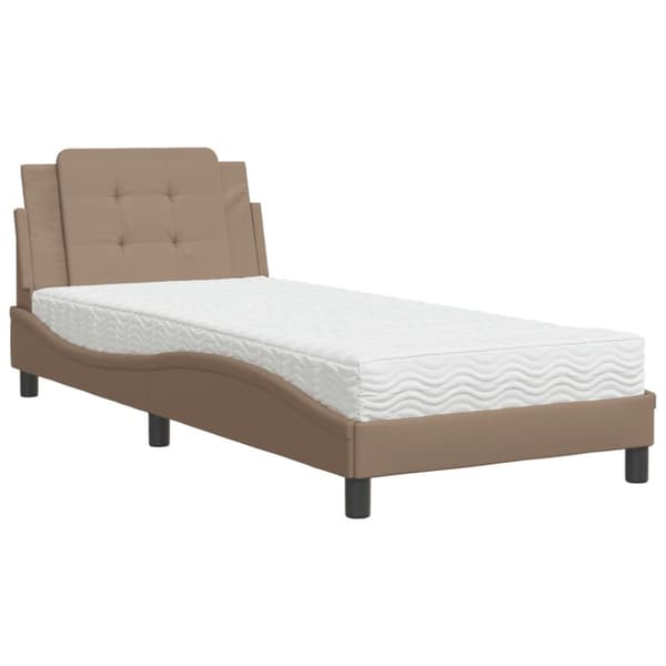Säng med madrass cappuccino 90x190 cm konstläder