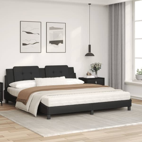seng med madras 180x200 cm kunstlæder sort