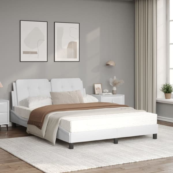 Säng med madrass vit 140x190 cm konstläder