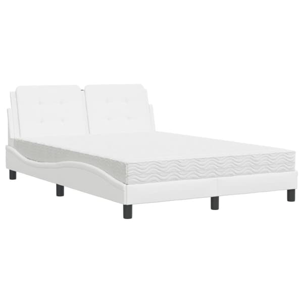 Säng med madrass vit 140x190 cm konstläder