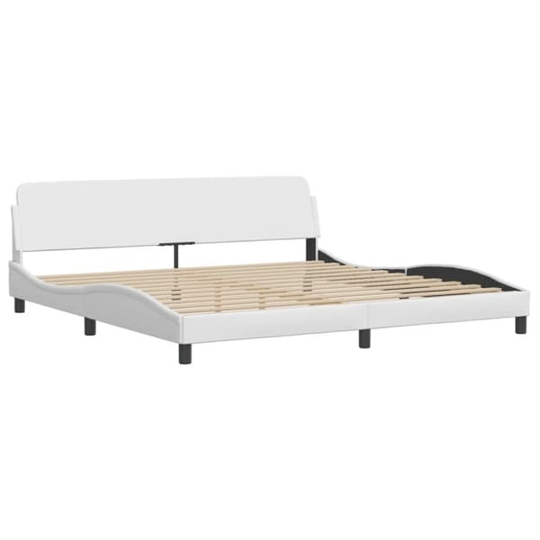 Säng med madrass vit 200x200 cm konstläder