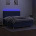 Miniatyrbild 4 av 8: Ramsäng med madrass & LED blå 160x200 cm tyg