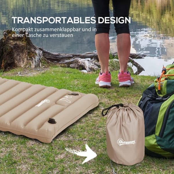 Rootz Camping Air Madras - Oppustelig seng - Udendørs liggeunderlag - Hurtig oppustning - Vandafvisende - Kompakt og bærbar - 195cm x 70cm x 10cm - Po