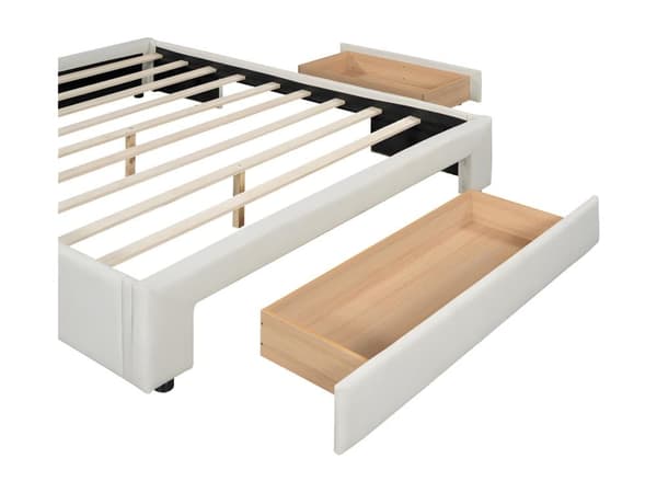 Flatbädd, tre förvaringsfack, utan sänggavel ， Möblerad dubbelsäng