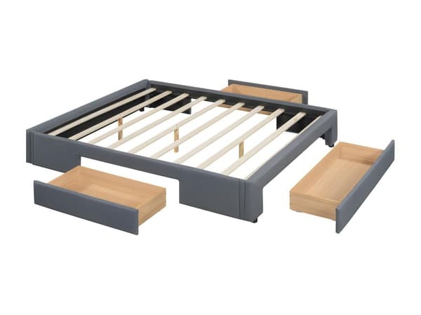 Flatbädd, tre förvaringsfack, utan sänggavel ， Möblerad dubbelsäng