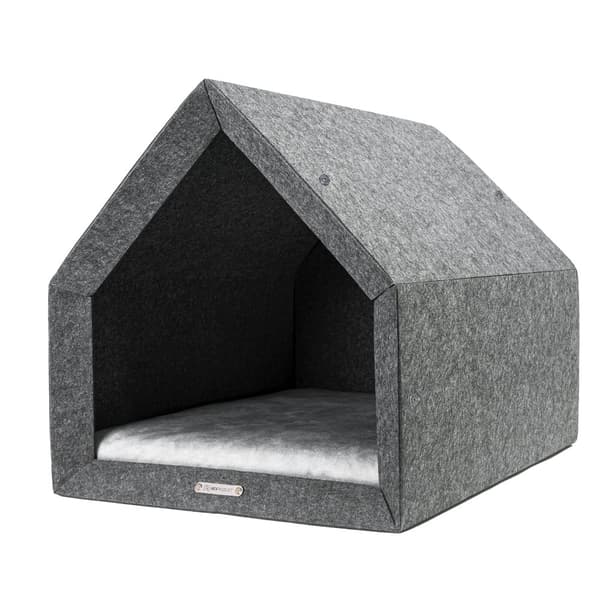 Rexproduct Pethome 2.0 moderne økologisk hundegård mørkegrå med farverig madras