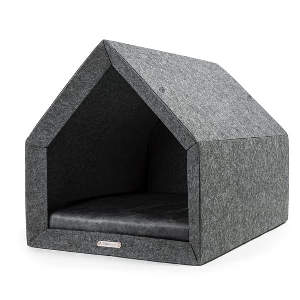 Rexproduct Pethome 2.0 moderne økologisk hundegård mørkegrå med farverig madras