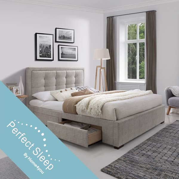 Sänky DUKE 160x200cm patjalla HarmonyDuo, beige