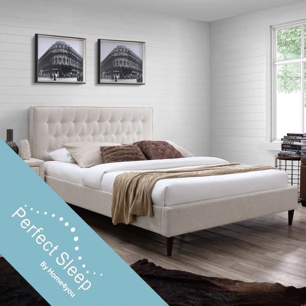 Sänky EMILIA 90x200cm patjalla HarmonyDelux, vaaleanbeige