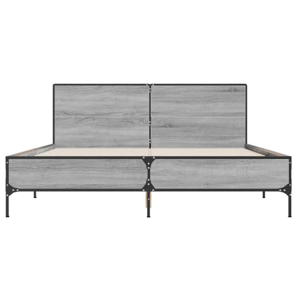 sengestel 150x200 cm konstrueret træ og metal grå sonoma-eg