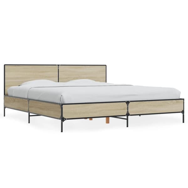 sengestel 200x200 cm konstrueret træ og metal sonoma-eg