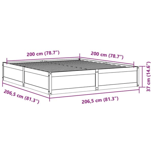 sengeramme uden madras 200x200 cm massivt fyrretræ gyldenbrun