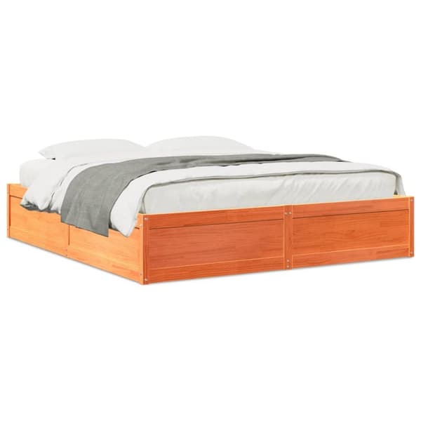 sengeramme uden madras 200x200 cm massivt fyrretræ gyldenbrun