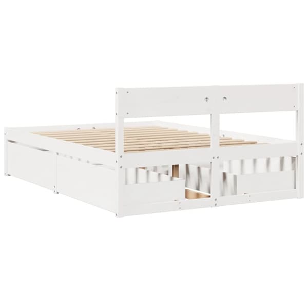 Sängram utan madrass vit 120x200 cm massiv furu