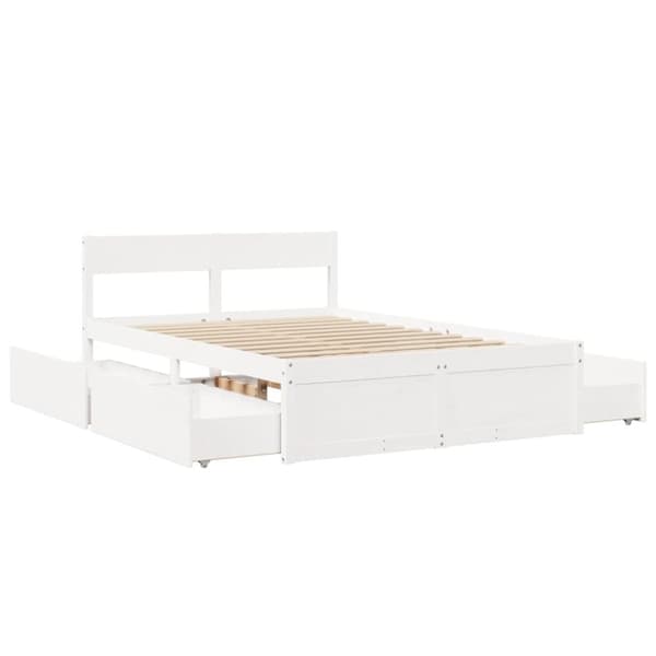 Sängram utan madrass vit 120x200 cm massiv furu
