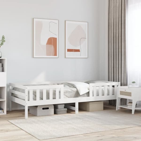 sengeramme uden madras 100x200 cm massivt fyrretræ hvid