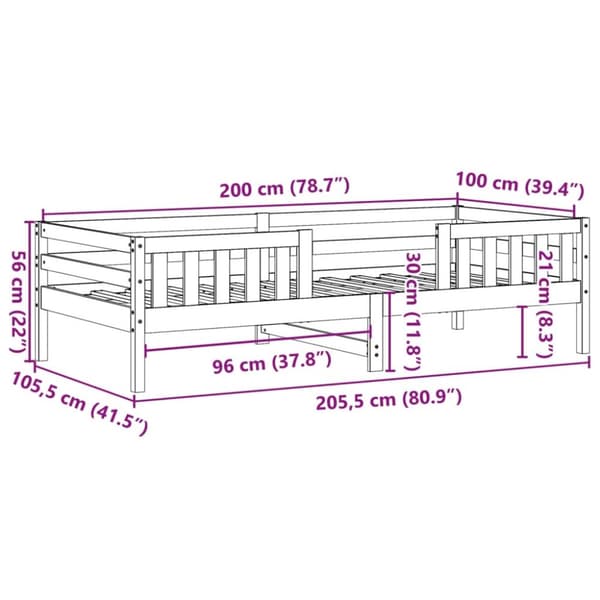 sengeramme uden madras 100x200 cm massivt fyrretræ hvid