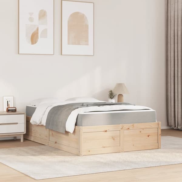 Säng med madrass 120x190 cm massiv furu